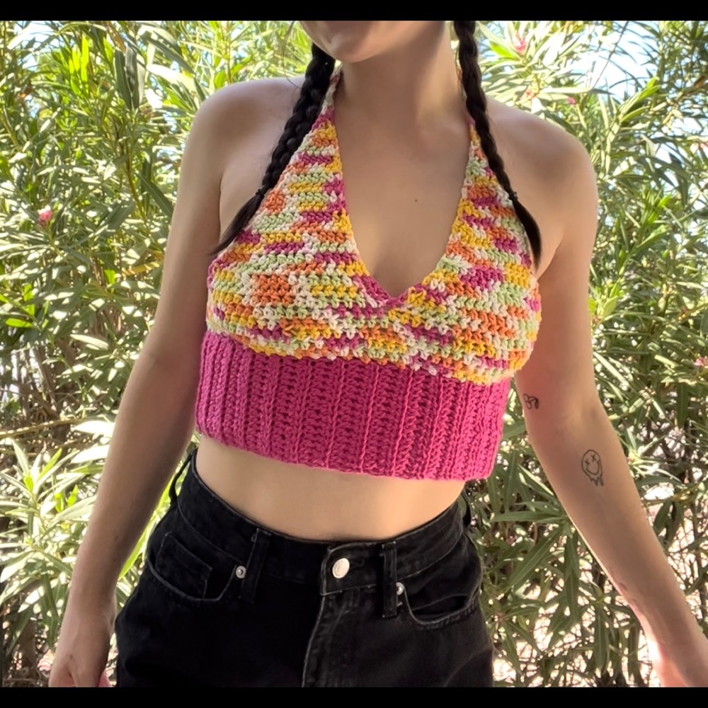 Multicolor Handmade Halter Tank Top
